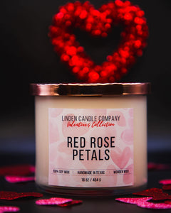 Red Rose Petals Valentine's Day All Natural Soy Candle