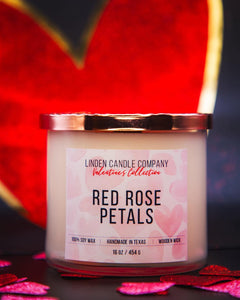 Red Rose Petals Valentine's Day All Natural Soy Candle