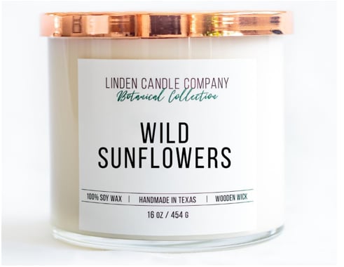 Wild Sunflowers Summer Organic Soy Candle 16oz