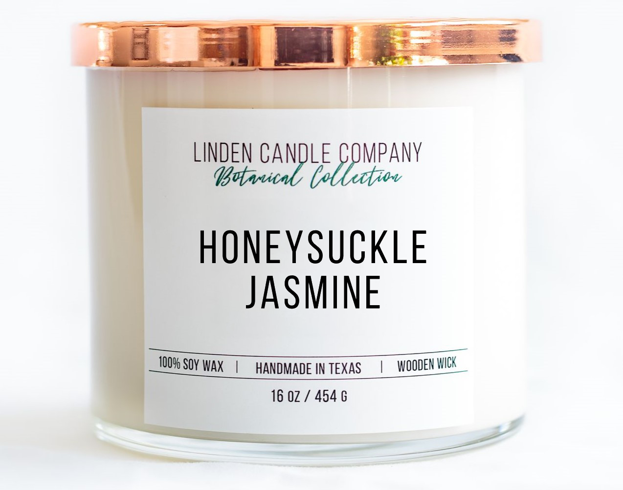 Honeysuckle Jasmine | Botanical Floral Soy Candle with Wooden Wick