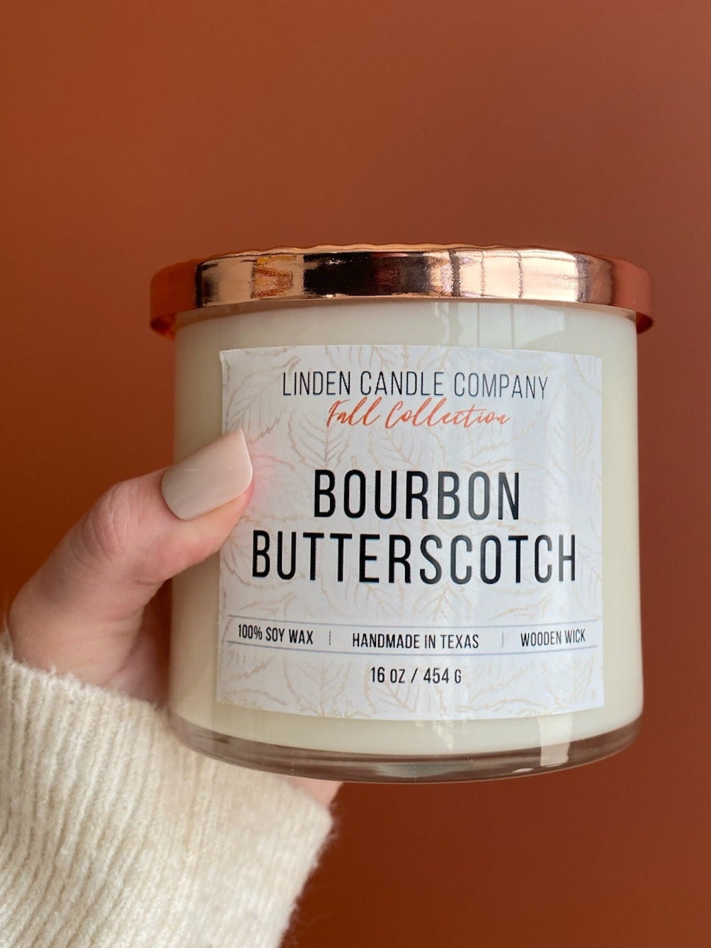 Bourbon Butterscotch- Organic Wooden Wick Soy Candle
